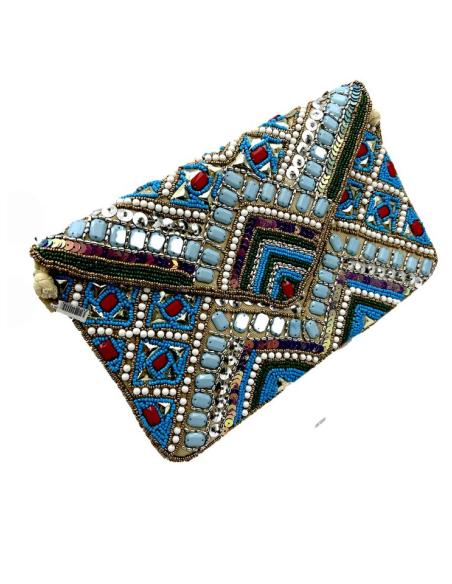 BOLSOS DE PEDRERIA CARTERAS AZULES Y MULTICOLORES | ACCESORIOS MUJER