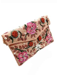 BOLSOS CORAL CLARO CON FLORES CARTERAS DE PEDRERIA | ACCESORIOS BODA