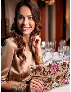 BOLSOS CORAL CLARO CON FLORES CARTERAS DE PEDRERIA | ACCESORIOS BODA 2