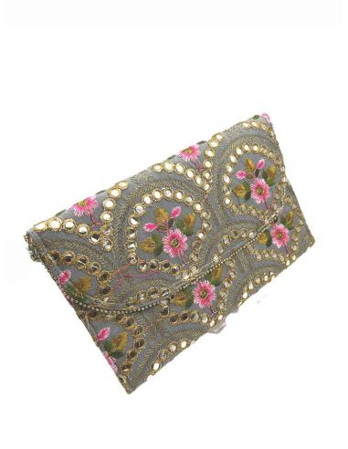 BOLSOS BODA INVITADA GRISES CARTERA DE FLORES | ACCESORIOS MUJER