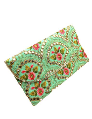 BOLSOS DE INVITADA VERDES CARTERA DE FLORES | ACCESORIOS BODA