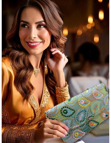 BOLSOS AZULES ESTAMPADOS CARTERAS PARA INVITADAS | ACCESORIOS BODA