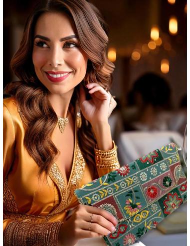 BOLSOS DE INVITADA CARTERAS VERDES ESTAMPADAS | COMPLEMENTOS BODA
