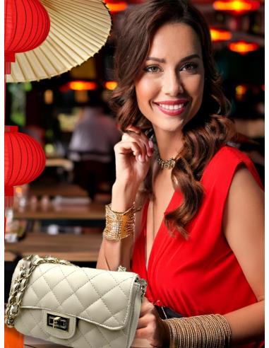 BOLSOS PIEL BEIGE ACOLCHADOS PEQUEÑOS | BOLSOS MUJER