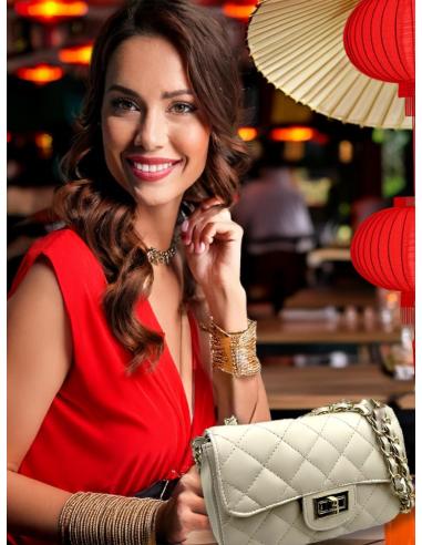 BOLSOS PIEL BEIGE ACOLCHADOS PEQUEÑOS | BOLSOS MUJER