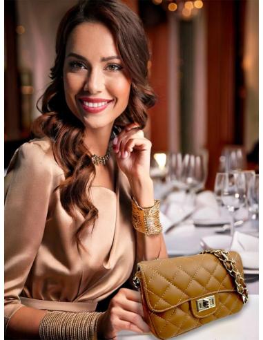 BOLSOS PIEL MARRONES ACOLCHADOS PEQUEÑOS | BOLSOS MUJER