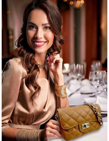 BOLSOS PIEL MARRONES ACOLCHADOS PEQUEÑOS | BOLSOS MUJER