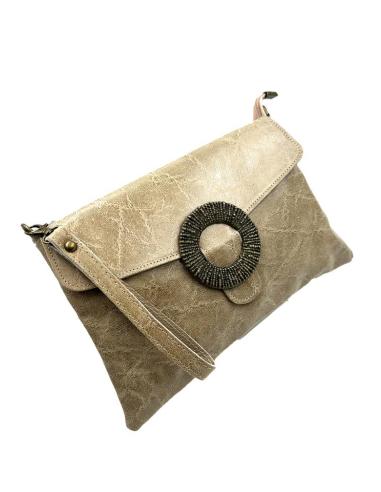 BOLSOS PIEL BEIGE PIEDRA CARTERAS PARA DIA Y NOCHE | BOLSOS MUJER