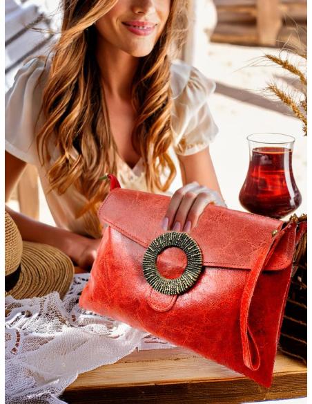 BOLSOS PIEL ROJOS PRACTICA CARTERA DE DIA Y NOCHE | BOLSOS MUJER