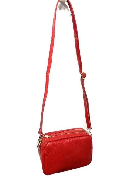 BOLSOS DE PIEL ROJOS PEQUEÑOS CON DOBLE CREMALLERA | BOLSOS MODA