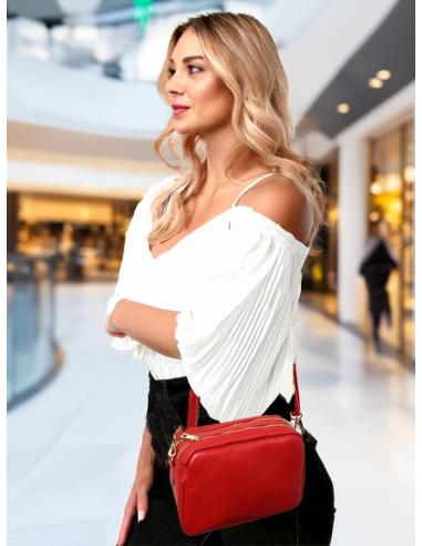 BOLSOS DE PIEL ROJOS PEQUEÑOS CON DOBLE CREMALLERA | BOLSOS MODA