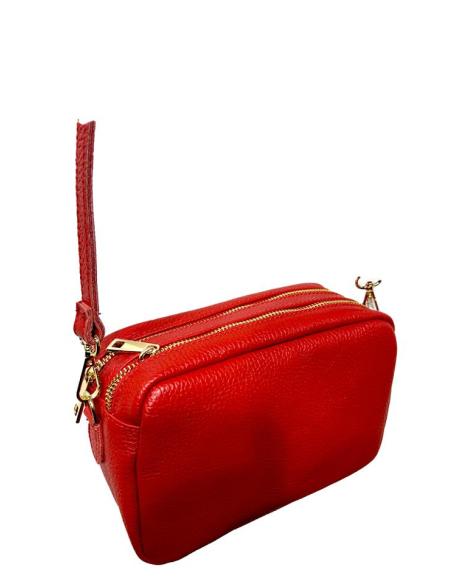 BOLSOS DE PIEL ROJOS PEQUEÑOS CON DOBLE CREMALLERA | BOLSOS MODA