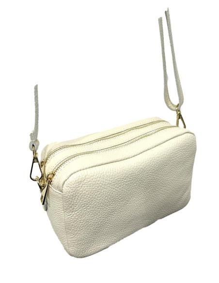 BOLSOS DE PIEL BEIGE PEQUEÑOS CON DOBLE CREMALLERA | BOLSOS MODA