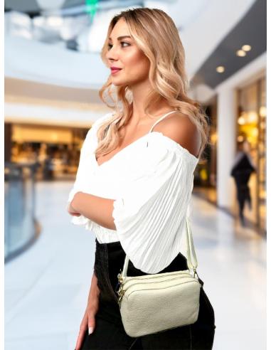 BOLSOS DE PIEL BEIGE PEQUEÑOS CON DOBLE CREMALLERA | BOLSOS MODA