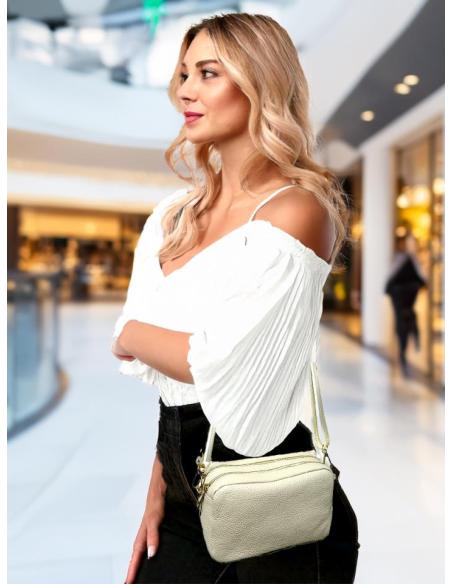 BOLSOS DE PIEL BEIGE PEQUEÑOS CON DOBLE CREMALLERA | BOLSOS MODA