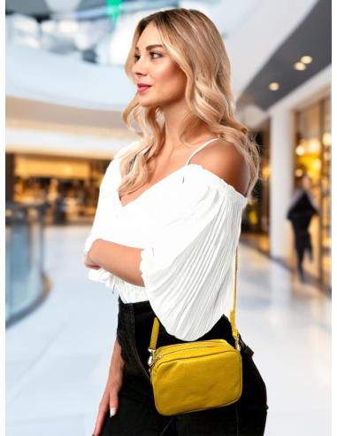 BOLSOS PIEL MOSTAZAS PEQUEÑOS CON DOBLE CREMALLERA | BOLSOS MODA