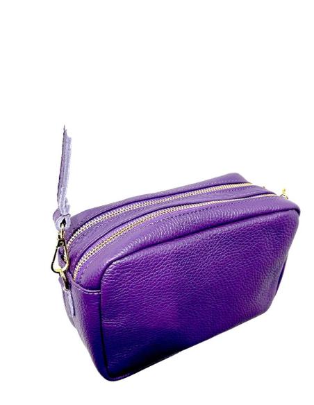 BOLSOS PIEL MORADOS PEQUEÑOS CON DOBLE CREMALLERA | BOLSOS MODA
