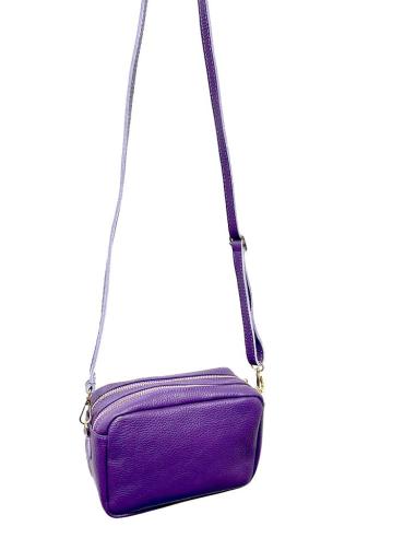 BOLSOS PIEL MORADOS PEQUEÑOS CON DOBLE CREMALLERA | BOLSOS MODA