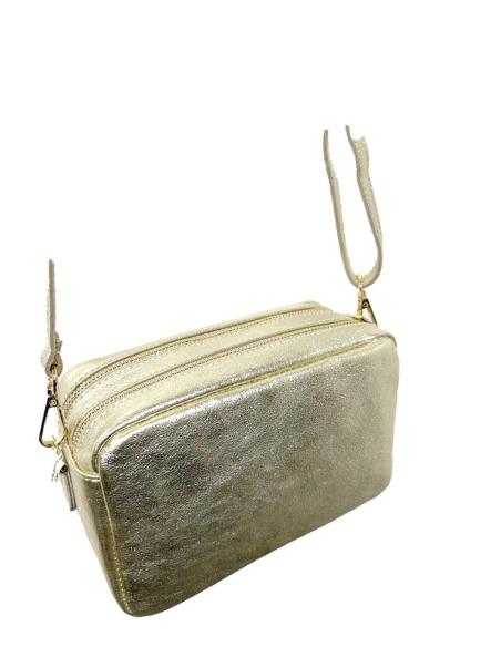 BOLSOS PIEL DORADOS PEQUEÑOS Y DOBLE CREMALLERA | BOLSOS MODA