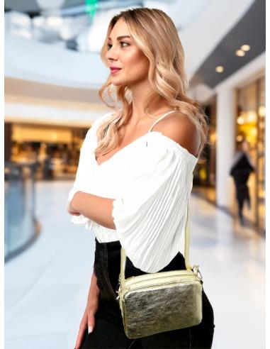 BOLSOS PIEL DORADOS PEQUEÑOS Y DOBLE CREMALLERA | BOLSOS MODA