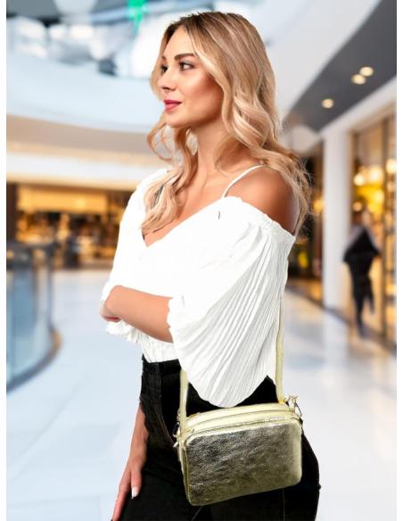 BOLSOS PIEL DORADOS PEQUEÑOS Y DOBLE CREMALLERA | BOLSOS MODA