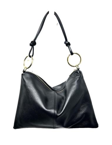 BOLSOS NEGROS DE PIEL CON ASA CORTA CON NUDOS | ACCESORIOS MUJER