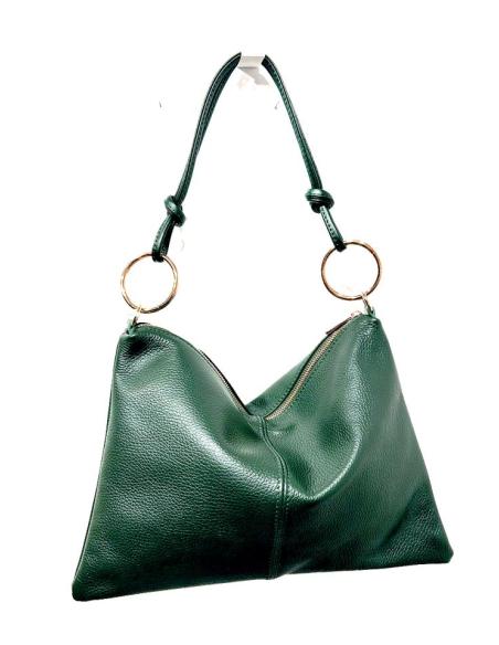 BOLSOS PIEL VERDES BOTELLA CON ASA CORTA Y NUDOS | ACCESORIOS MUJER