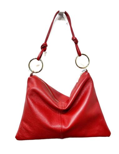 BOLSOS PIEL ROJOS CON ASA CORTA Y NUDOS | ACCESORIOS MUJER