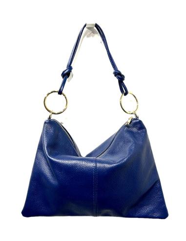BOLSOS PIEL AZULES MARINO DE ASA CORTA Y NUDOS | ACCESORIOS MUJER