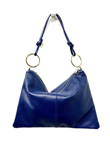 BOLSOS PIEL AZULES MARINO DE ASA CORTA Y NUDOS | ACCESORIOS MUJER