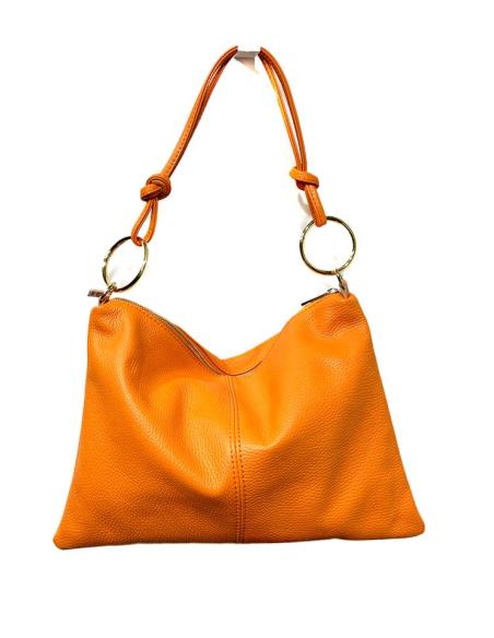 BOLSOS PIEL NARANJAS DE ASA CORTA Y NUDOS | ACCESORIOS MUJER