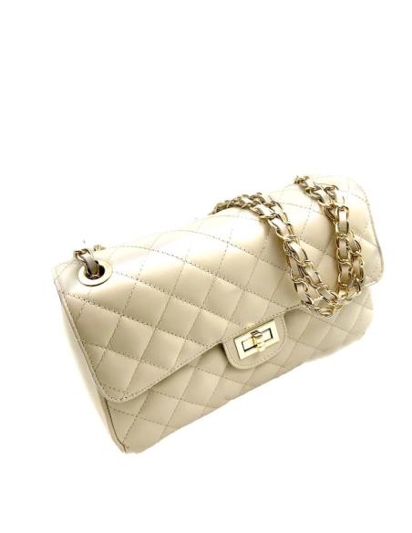 BOLSOS PIEL BEIGE ACOLCHADOS TAMAÑO GRANDE | BOLSOS MUJER