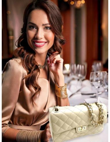 BOLSOS PIEL BEIGE ACOLCHADOS TAMAÑO GRANDE | BOLSOS MUJER