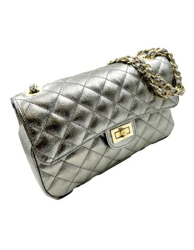 BOLSOS PIEL PLATEADOS ENVEJECIDOS ACOLCHADOS | BOLSOS MUJER