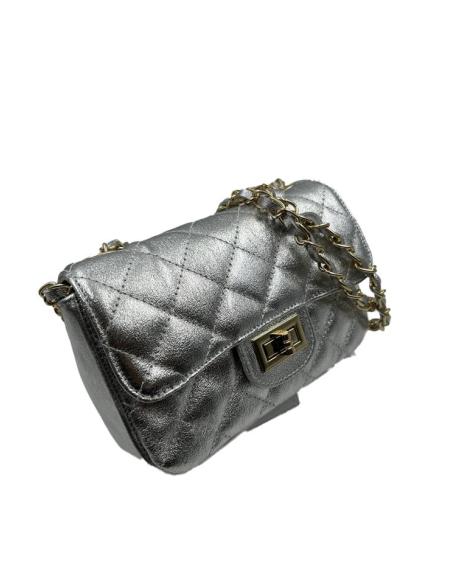 BOLSOS PIEL PLATEADOS ACOLCHADOS PEQUEÑOS | BOLSOS MUJER