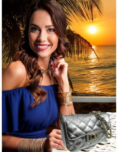 BOLSOS PIEL PLATEADOS ACOLCHADOS PEQUEÑOS | BOLSOS MUJER
