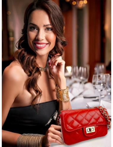 BOLSOS PIEL ROJOS ACOLCHADOS PEQUEÑOS | BOLSOS MUJER