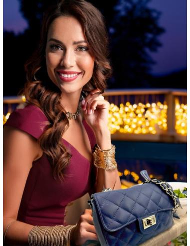BOLSOS PIEL AZULES MARINO ACOLCHADOS PEQUEÑOS | BOLSOS MUJER