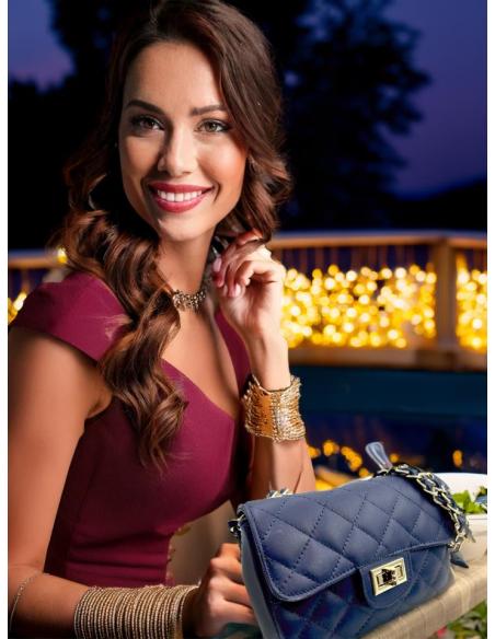 BOLSOS PIEL AZULES MARINO ACOLCHADOS PEQUEÑOS | BOLSOS MUJER