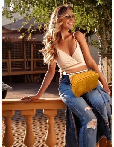 BOLSOS MUJER EN PIEL NARANJAS DIBUJO SERPIENTE | BOLSOS MADRID