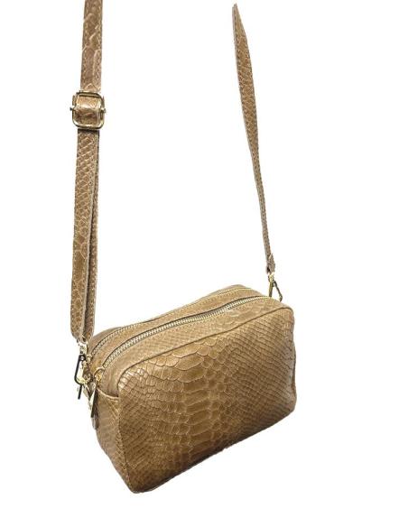 BOLSOS MUJER EN PIEL MARRONES DIBUJO SERPIENTE | BOLSOS MADRID