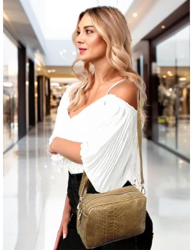 BOLSOS MUJER EN PIEL MARRONES DIBUJO SERPIENTE | BOLSOS MADRID