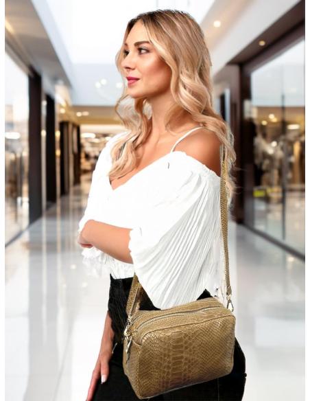 BOLSOS MUJER EN PIEL MARRONES DIBUJO SERPIENTE | BOLSOS MADRID