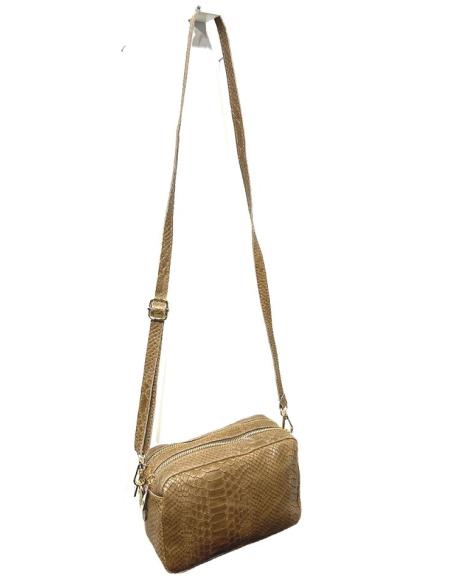 BOLSOS MUJER EN PIEL MARRONES DIBUJO SERPIENTE | BOLSOS MADRID
