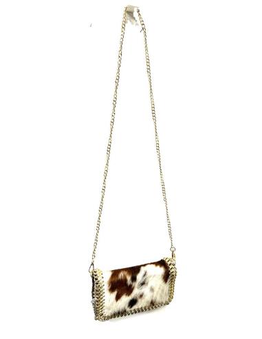 BOLSOS PIEL DE PELO ESTAMPADO VACA CON DORADO | BOLSOS ANIMAL PRINT MODA