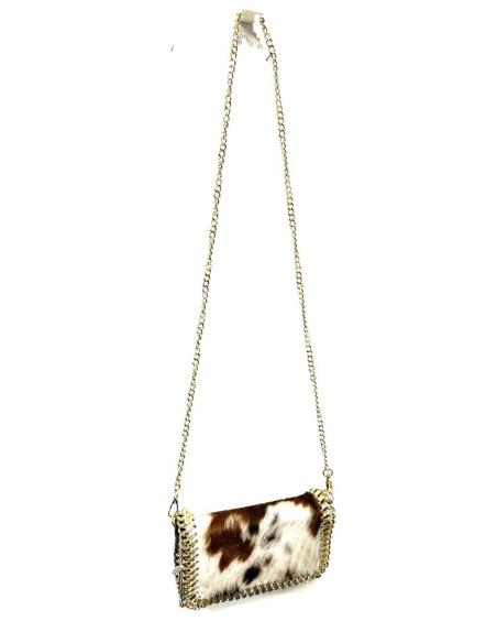 BOLSOS PIEL DE PELO ESTAMPADO VACA CON DORADO | BOLSOS ANIMAL PRINT MODA