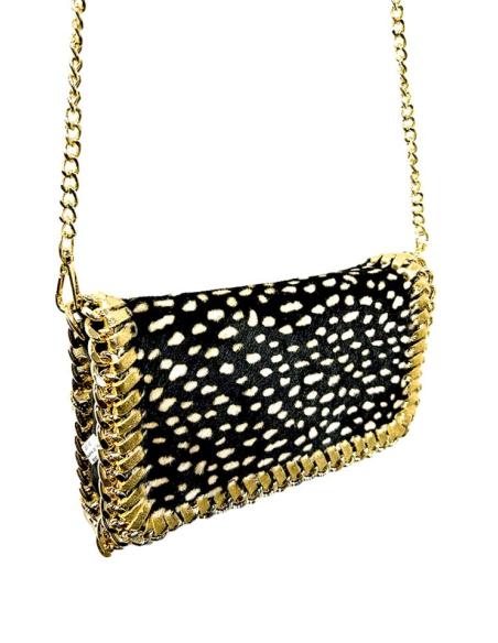 BOLSOS PIEL DE PELO NEGROS Y MOTA BEIGE NATURAL | BOLSOS ANIMAL PRINT MODA