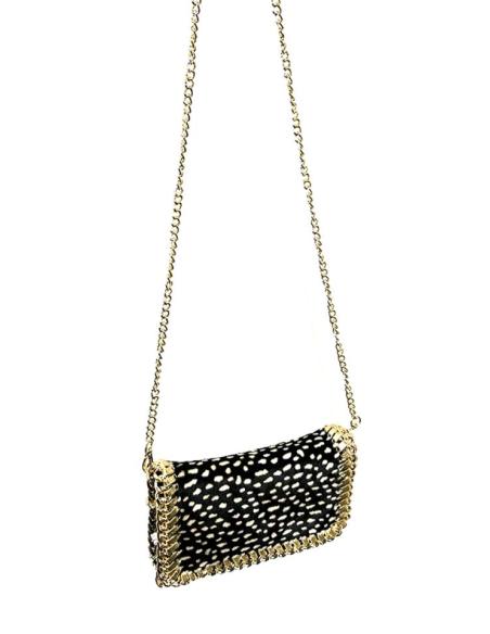 BOLSOS PIEL DE PELO NEGROS Y MOTA BEIGE NATURAL | BOLSOS ANIMAL PRINT MODA