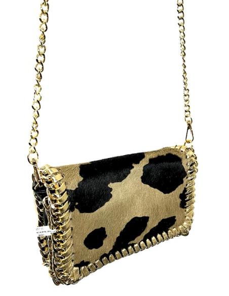 BOLSOS PIEL DE PELO VACA VERDE CAZA Y NEGRO | BOLSOS ANIMAL PRINT MODA