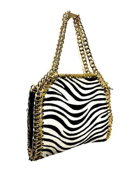 BOLSOS PIEL PELO CEBRA BLANCO Y NEGRO Y ASAS | BOLSOS ANIMAL PRINT MODA